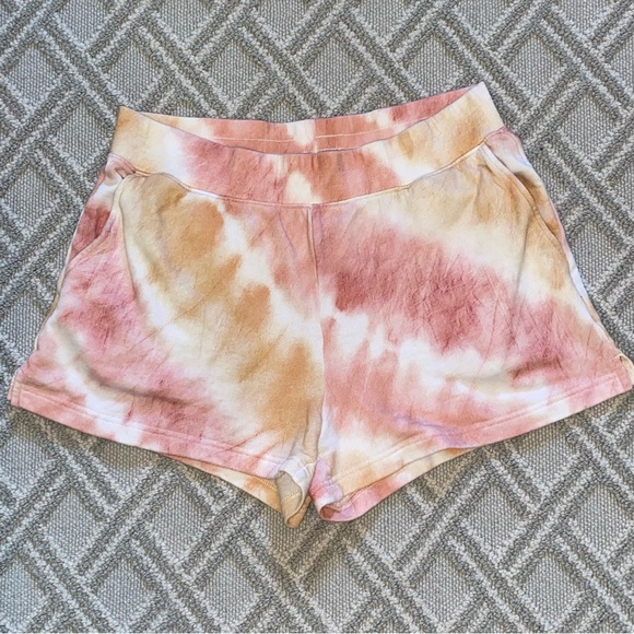 Rails Jane  *CURRENT* sunset tie dye pink peach terry knit  shorts size Large - Picture 1 of 10